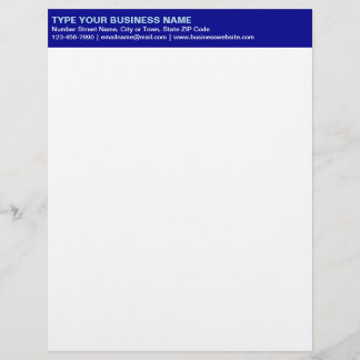 Left Aligned Plain Texts on Blue Heading of Custom Letterhead