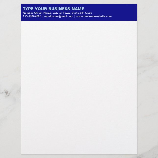 Left Aligned Plain Texts on Blue Heading of Custom Letterhead (Front)