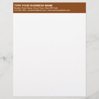 Left Aligned Plain Texts on Brown Heading of Custom Letterhead