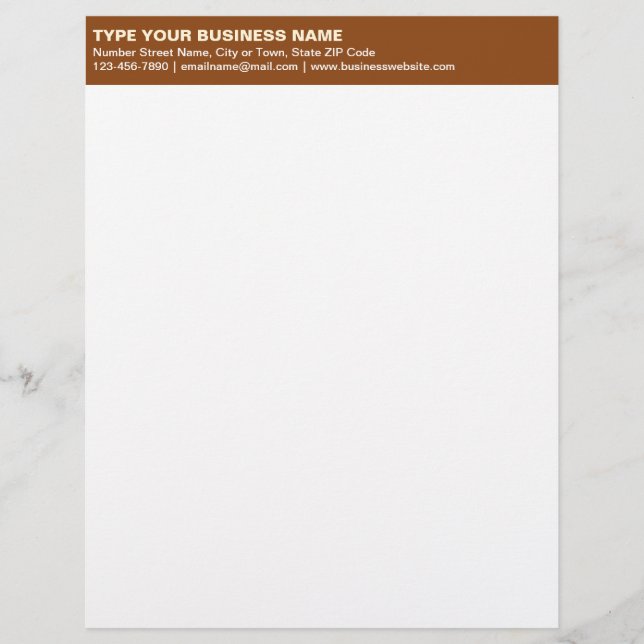 Left Aligned Plain Texts on Brown Heading of Custom Letterhead (Front)