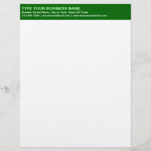 Left Aligned Plain Texts on Green Heading of Custom Letterhead