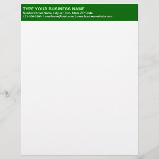 Left Aligned Plain Texts on Green Heading of Custom Letterhead
