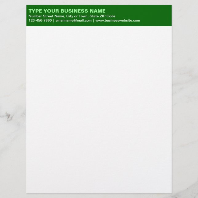 Left Aligned Plain Texts on Green Heading of Custom Letterhead (Front)