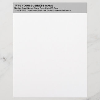 Left Aligned Plain Texts on Grey Heading of Custom Letterhead