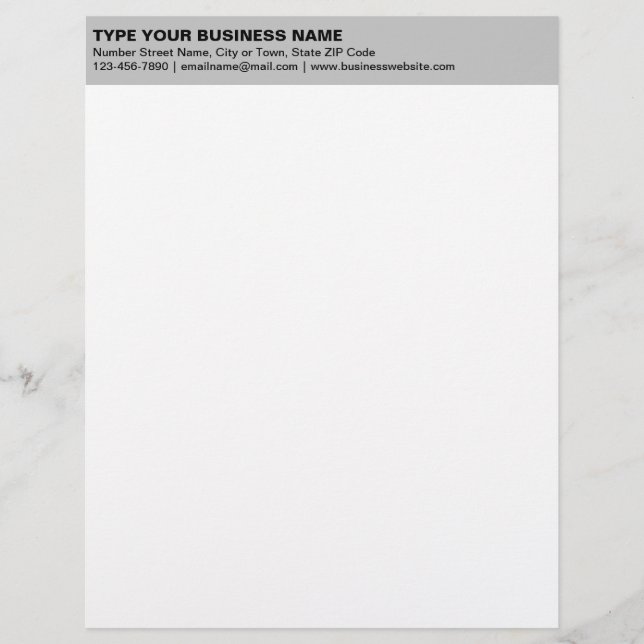 Left Aligned Plain Texts on Grey Heading of Custom Letterhead (Front)
