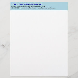 Left Aligned Plain Texts on Light Blue Heading of Custom Letterhead