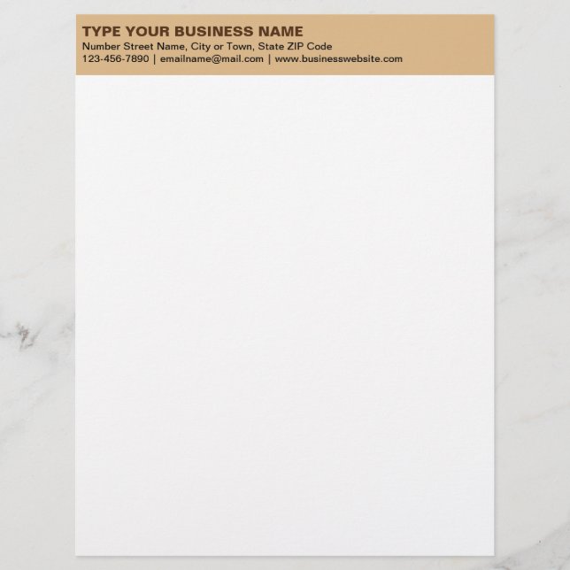 Left Aligned Plain Texts on Light Brown Heading of Custom Letterhead (Front)