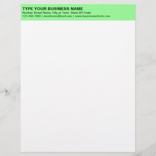 Left Aligned Plain Texts on Light Green Heading of Custom Letterhead