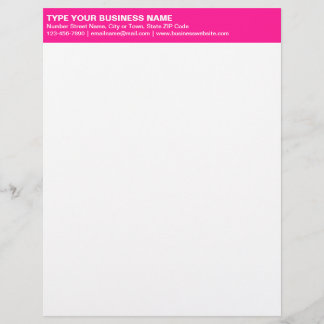 Left Aligned Plain Texts on Pink Heading of Custom Letterhead