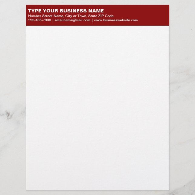 Left Aligned Plain Texts on Red Heading of Custom Letterhead (Front)