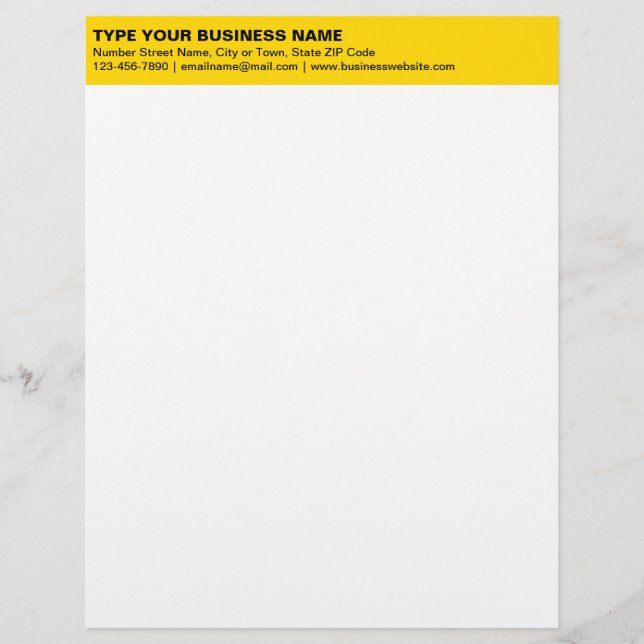 Left Aligned Plain Texts on Yellow Heading of Custom Letterhead (Front)