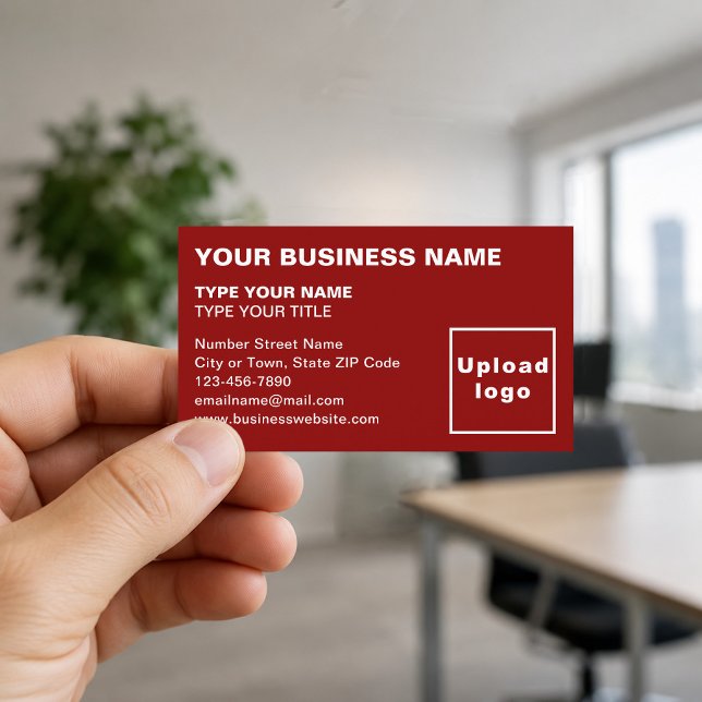 Left-Aligned Red Business Cards (Front of the business card)