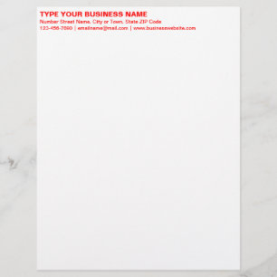 Left Aligned Red Plain Texts Heading of Letterhead