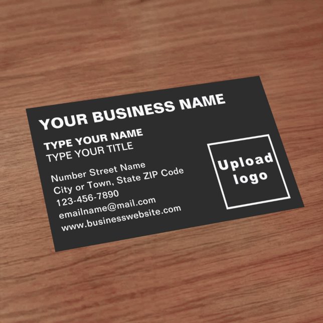 Left Aligned Style Black Business Card (Front of the business card)