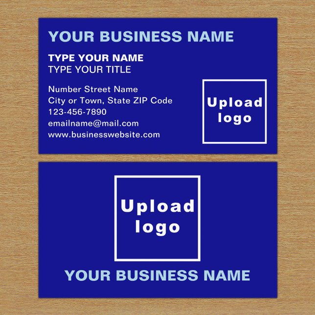 Left Aligned Style Blue Business Card (The front and back of the blue business card)