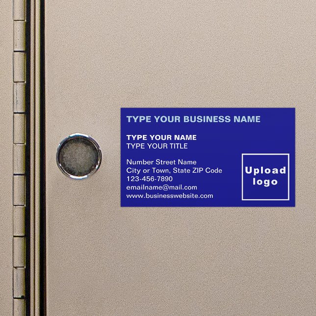 Left Aligned Style Blue Magnetic Business Card (Blue magnetic business card in left aligned style)