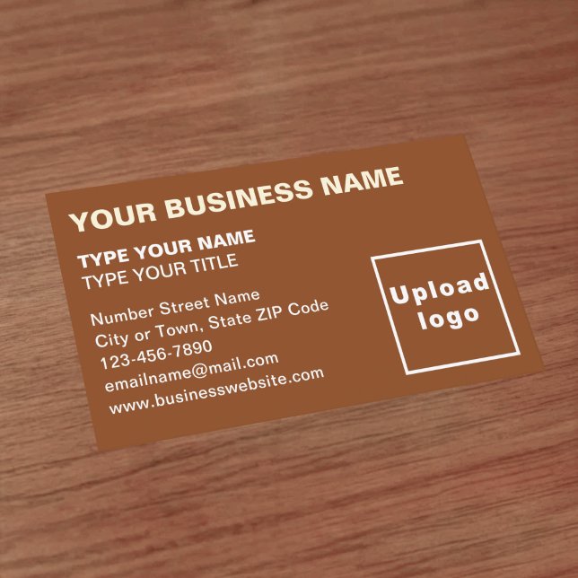 Left Aligned Style Brown Business Card (Front of the business card)
