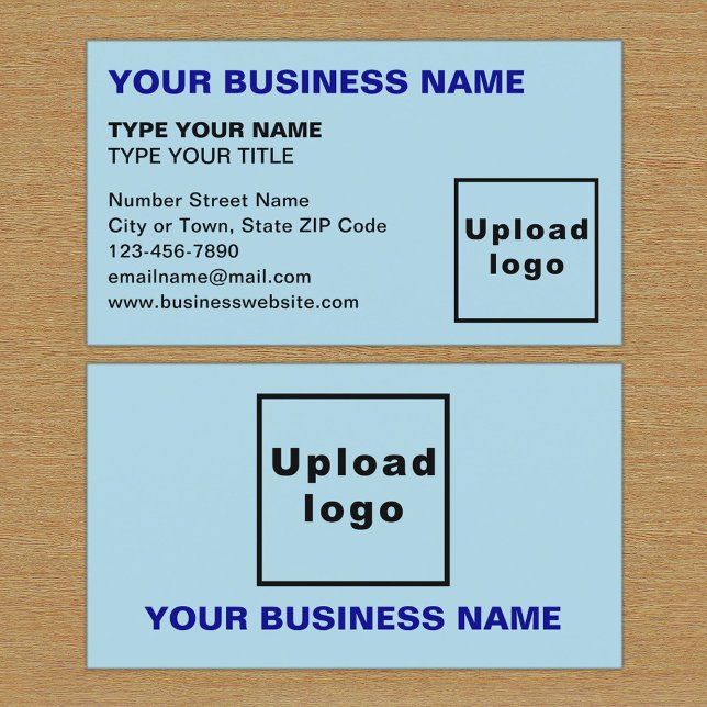 Left Aligned Style Light Blue Business Card (The front and back of the light blue business card)