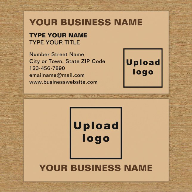 Left Aligned Style Light Brown Business Card (The front and back of the light brown business card)