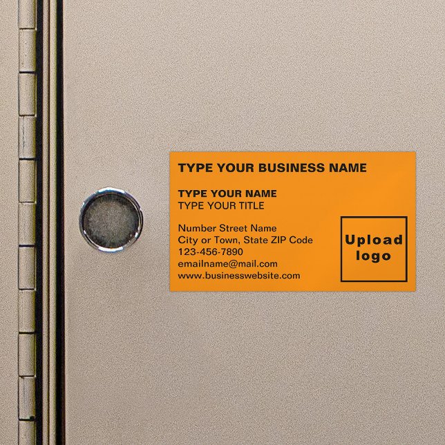 Left Aligned Style Orange Magnetic Business Card (Orange magnetic business card in left aligned style)