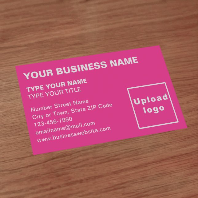Left Aligned Style Pink Business Card (Front of the business card)