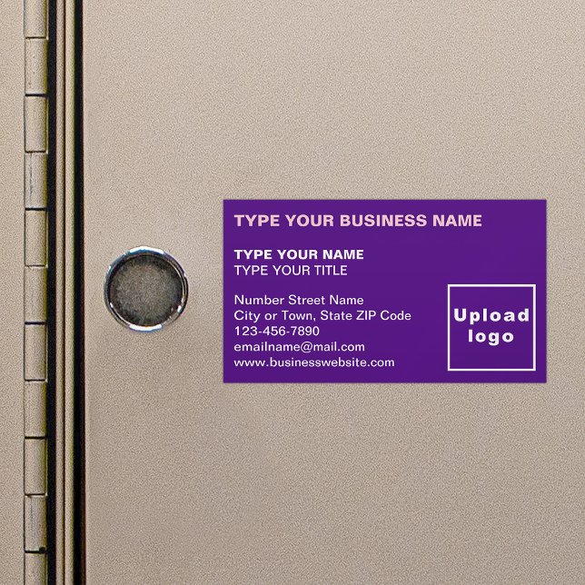Left Aligned Style Purple Magnetic Business Card (Purple magnetic business card in left aligned style)