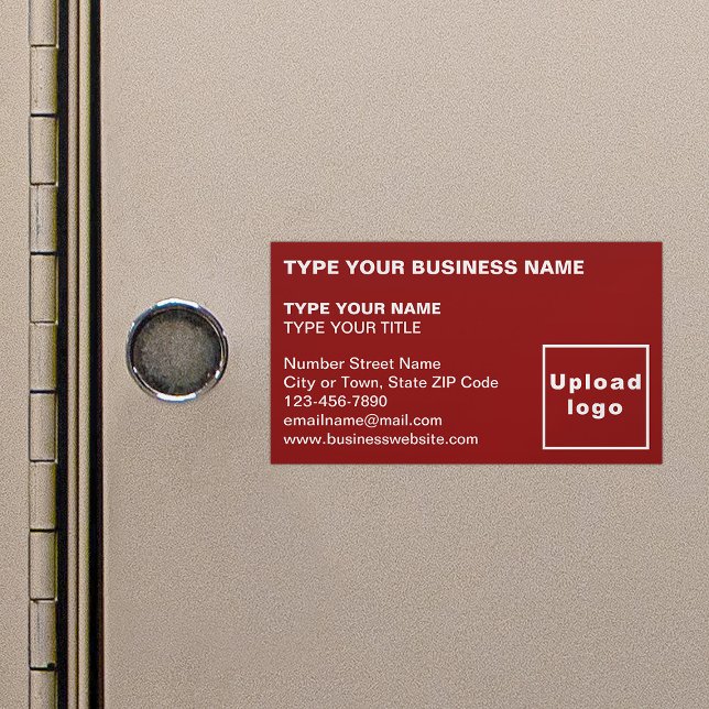 Left Aligned Style Red Magnetic Business Card (Red magnetic business card in left aligned style)