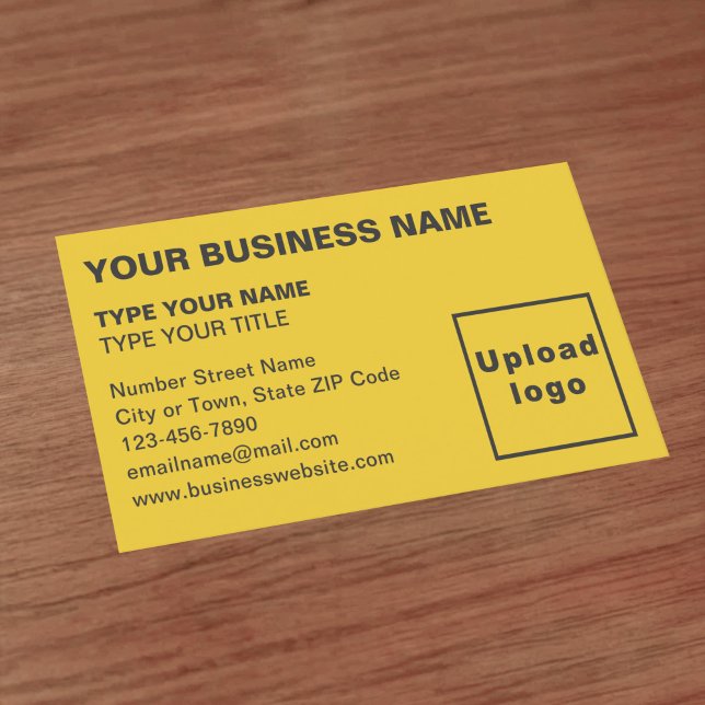 Left Aligned Style Yellow Business Card (Front of the business card)