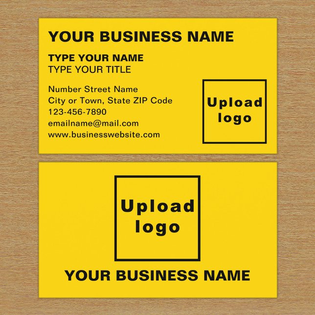 Left Aligned Style Yellow Business Card (The front and back of the yellow business card)