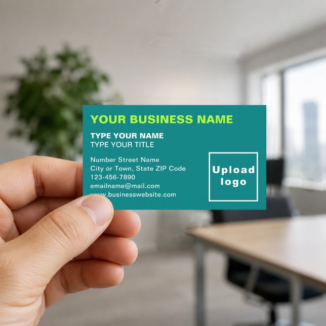 Left-Aligned Teal Green Business Cards (Front of the business card)