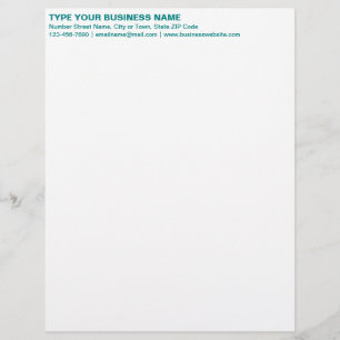 Left Aligned Teal Green Plain Texts Heading of Custom Letterhead