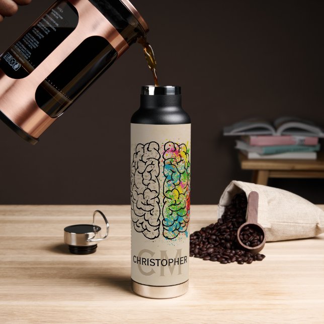 Left And Right Human Brain Personalise Water Bottle (Coffee)