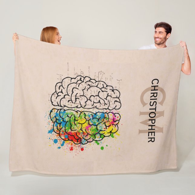 Left And Right Human Brain Personalize Fleece Blanket (In Situ)