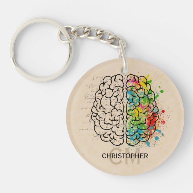 Left And Right Human Brain Personalize Key Ring (Front)