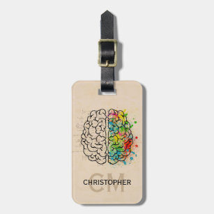 Left And Right Human Brain Personalize Luggage Tag