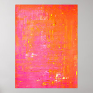 'Left and Right' Pink and Orange Abstract Art Poster