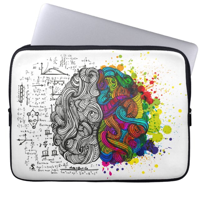 Left and right side of the brain laptop 13" sleeve (Front)