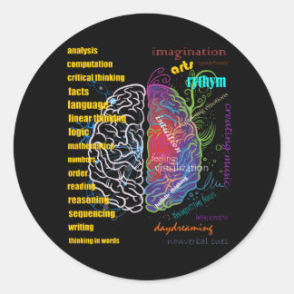 Left Brain Right Brain Hemispheres Classic Round Sticker
