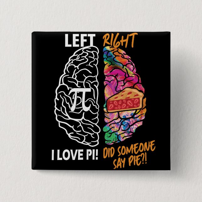 Left Brain Right Brain Pi 15 Cm Square Badge (Front)