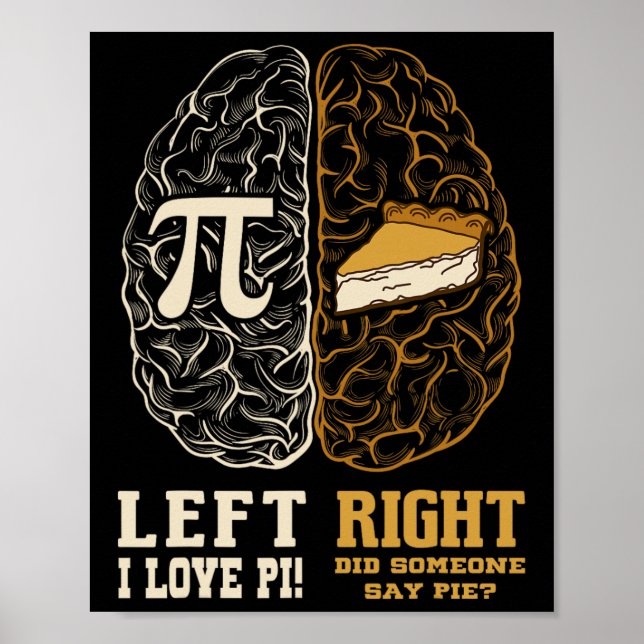 Left Brain Right Brain Pi Day Math Student Teacher Poster (Front)