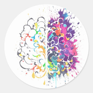 Left Brain vs Right Brain Creative Artwork Classic Round Sticker