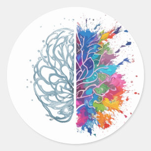 Left Brain vs Right Brain Creative Artwork Classic Round Sticker