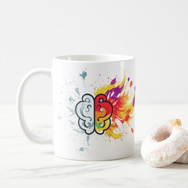 Left Brain vs Right Brain Creative Artwork Coffee Mug (With Donut)