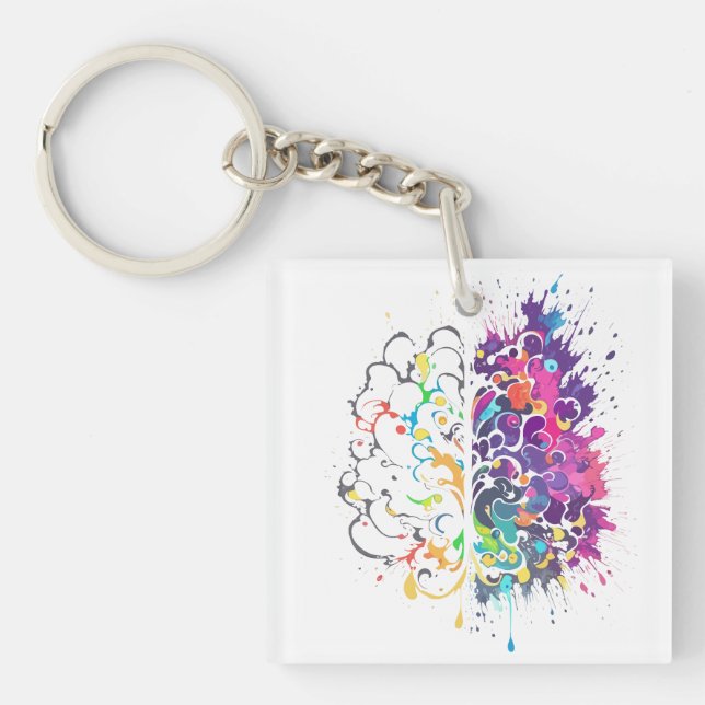 Left Brain vs Right Brain Creative Artwork Key Ring (Front)