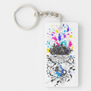 Left Brain vs Right Brain Creative Artwork Key Ring