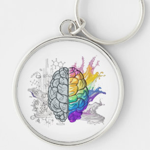 Left Brain vs Right Brain Creative Artwork Key Ring