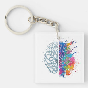 Left Brain vs Right Brain Creative Artwork Key Ring