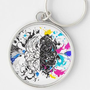 Left Brain vs Right Brain Creative Artwork Key Ring