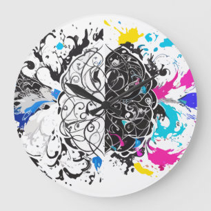Left Brain vs Right Brain Creative Artwork Large Clock