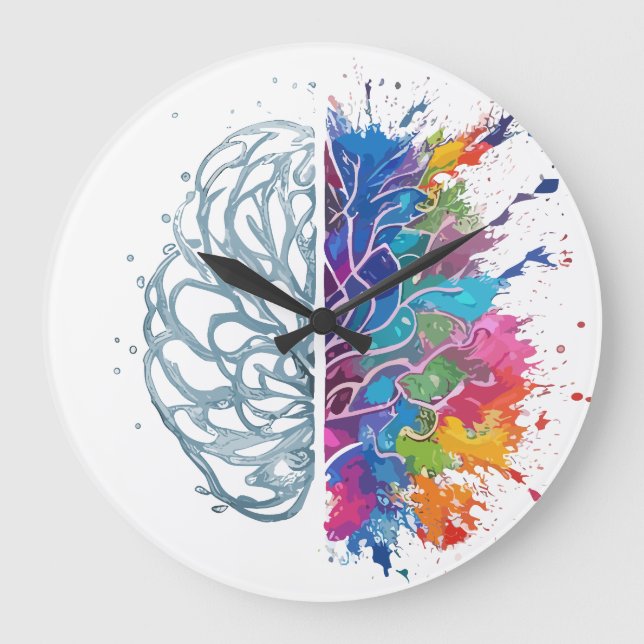 Left Brain vs Right Brain Creative Artwork Large Clock (Front)